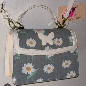 Betsy Johnson Denim Floral Crossbody Handbag